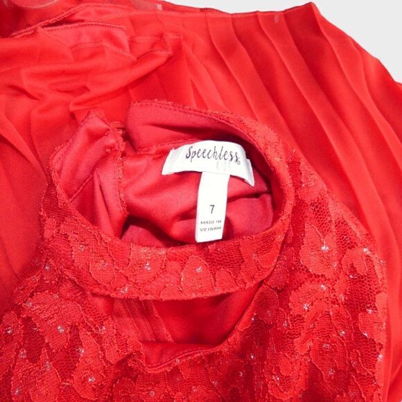 Speechless Red Lace Glitter Formal Dress Girls 7 Holiday | Christmas Sparkle - Picture 6 of 7